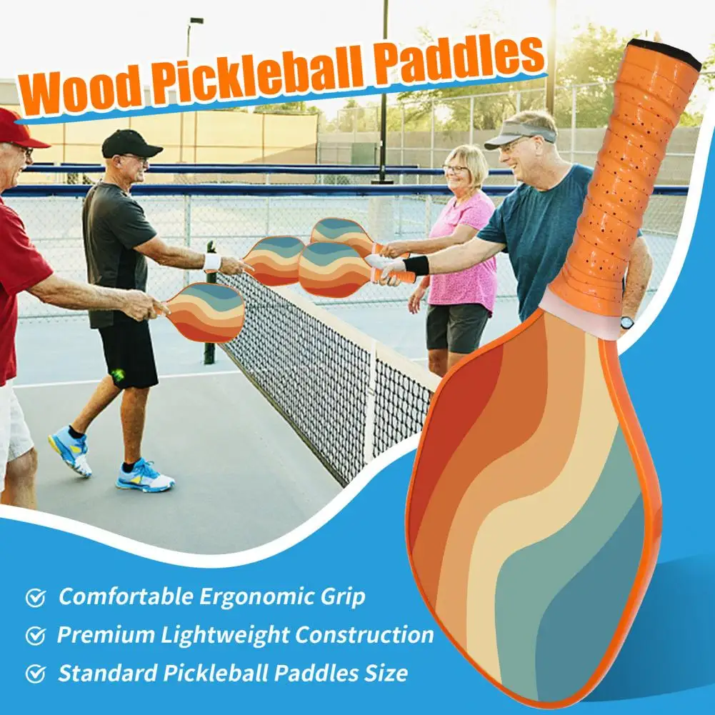 

Ergonomic Design Paddle Wooden Pickleball Paddle with Rubber Edge Ergonomic Handle Set Lightweight Fiberglass for Outdoor