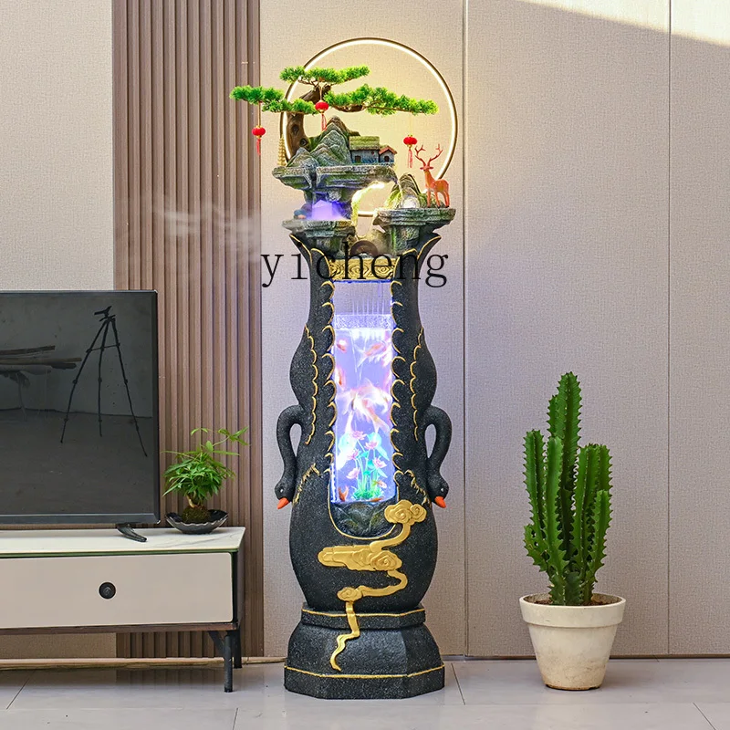 

TQH swan flowing water ornament circulating water lucky living room rockery fish tank landscaping