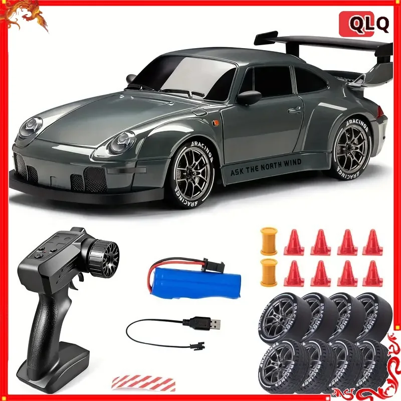 

Радиоуправляемая дрифт-машина 1:24, полноприводная, с переключением высокой/низкой скорости, профессиональная гоночная радиоуправляемая машина, 2 комплекта шин, коллекционная модель для любителей.