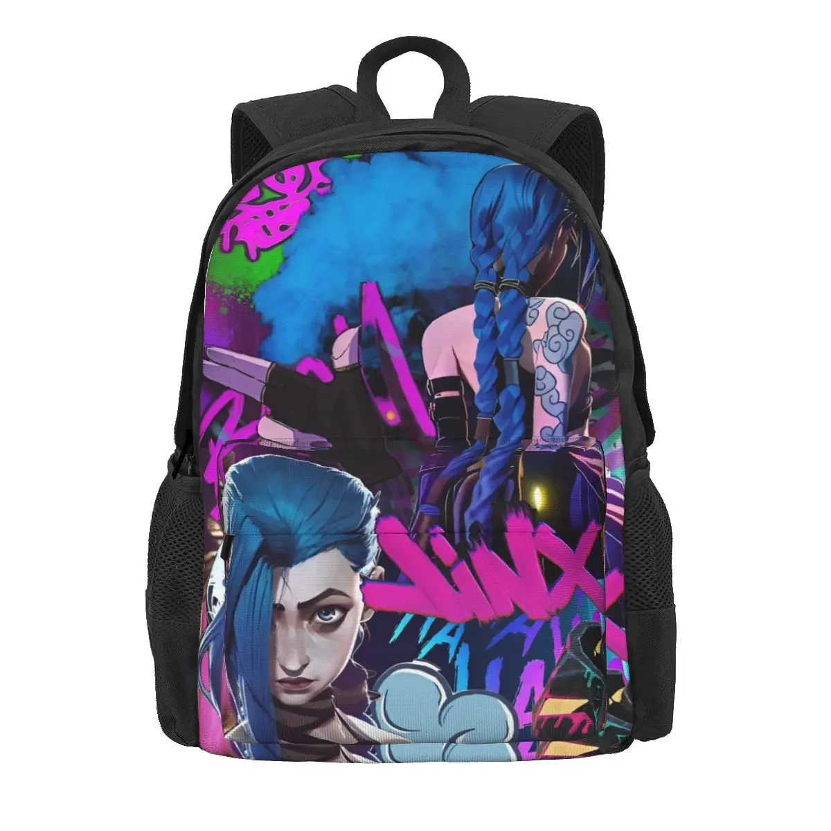 Jinx Anime Backpack for Men Women Fashion Student Business Daypack Arcane Game Laptop Computer Shoulder Bag Gift