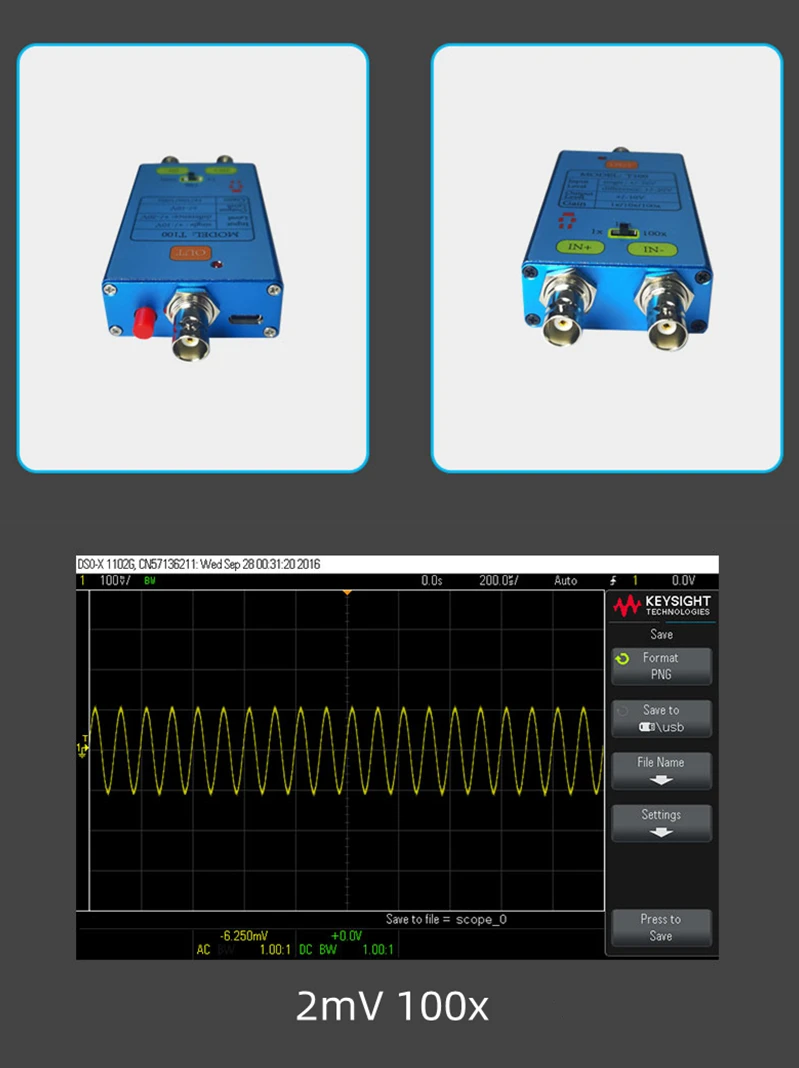 New 10MHz Bandwidth Oscilloscope Differential Probe DDS Gain Split Probe Signal Amplifier 100x 10x 1x