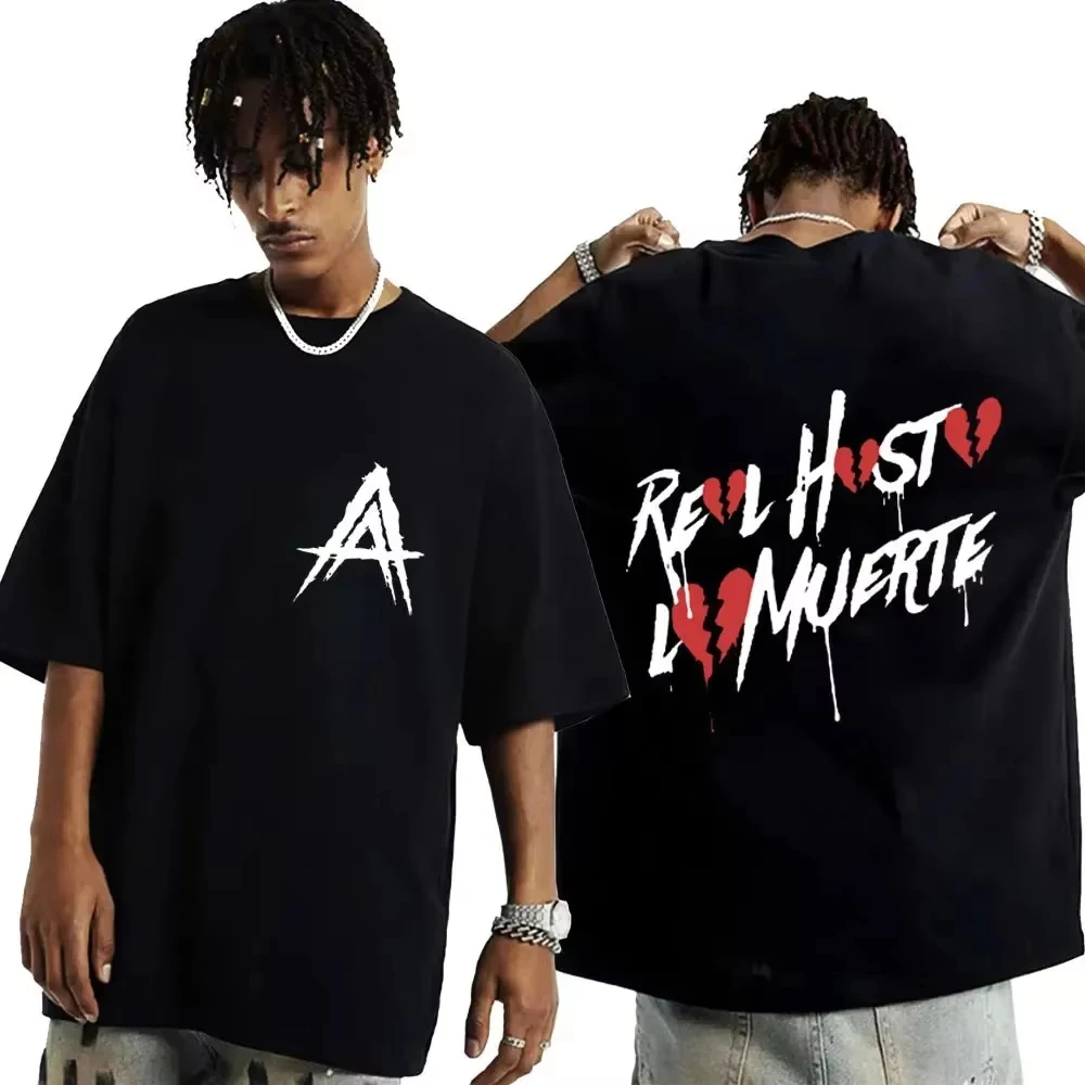 

2025 Rapper Anuel AA Real Hasta La Muerte Print T-shirt Hip Hop Short Sleeve T Shirt Men Women Fashion Cotton T Shirts