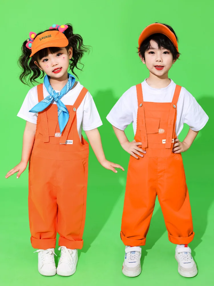 Kinder Hip-Hop-Latzhose, bunte Patchwork-Latzhose, Candy-Farben-Overall für Jungen und Mädchen, Street-Dance-Strampler, Kinder-Streetwear – Detail 10