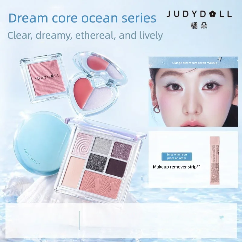 

Judydoll Orange Dream Core Ocean Seven-colorpalette, Water-glow Highlighter Cushion, Dual-action Tea Blush Cream