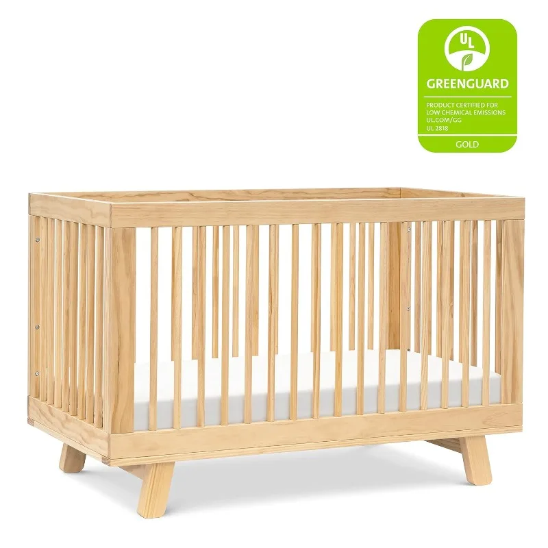 Babyletto Hudson 3-in-1 Convertible Crib with Toddler Bed Conversion Kit in Natural, Greenguard Gold Certified