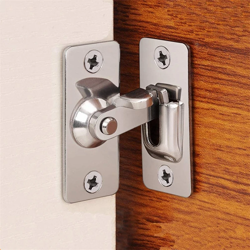 90 Degree Stainless Steel Door Latch Right Angle Sliding Bending Door Lock Latch Screw Locker Hardware Accessories