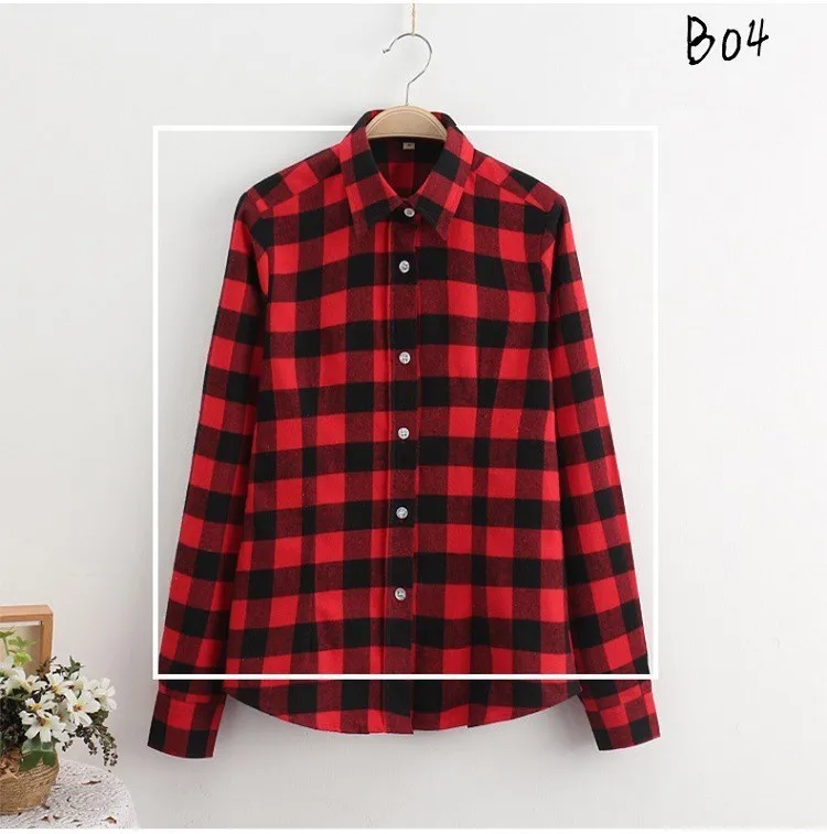 Exquisite Women Plaid Shirt Blouses 2023 New Casual Flannel Cotton Lady Long Sleeve Shirt Female Loose Elegant Tops Clothes