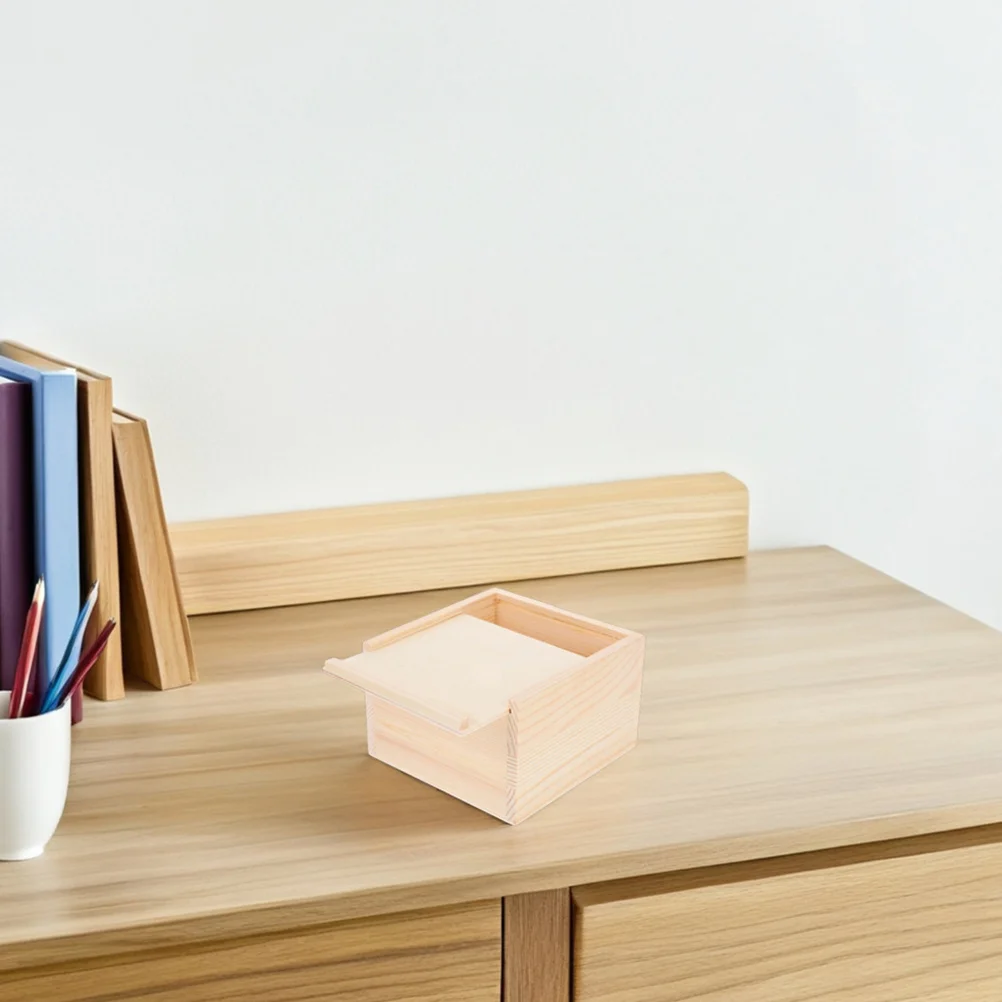 

2Pcs Beige Wooden Jewelry Box Slide Lid Design for Safe Storage of Precious Jewelry and Small Treasures Small Wood Boxes