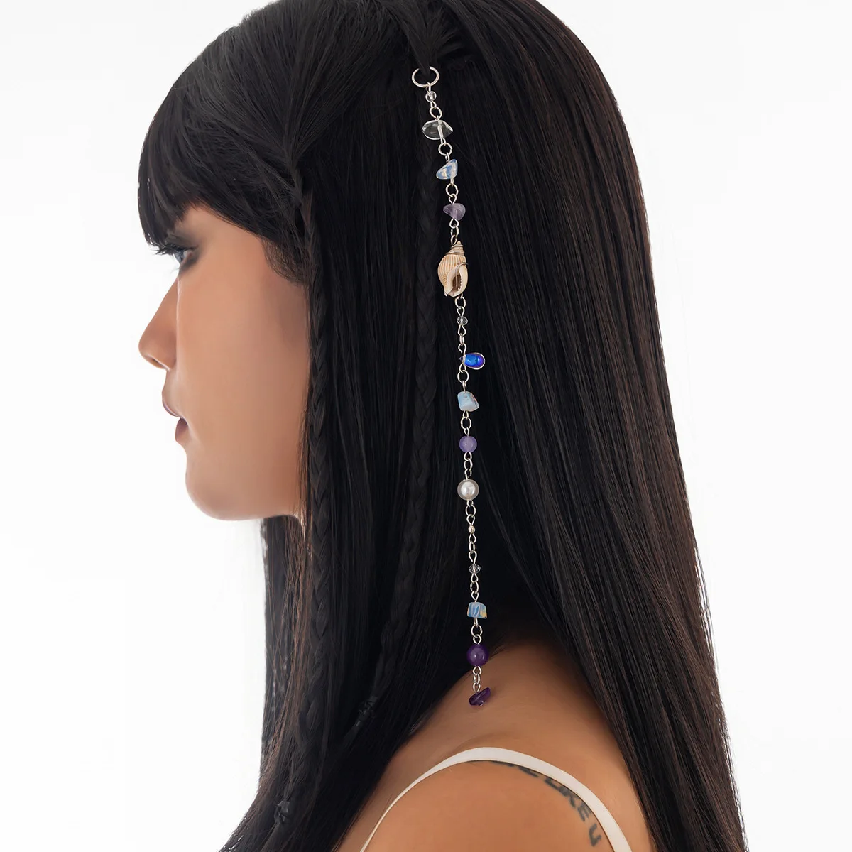 

Hair Ornaments Natural Shell Conch Gravel Tassel Long Chain Accessories Irregular Raw Stone Decorations Lightweight Stylish