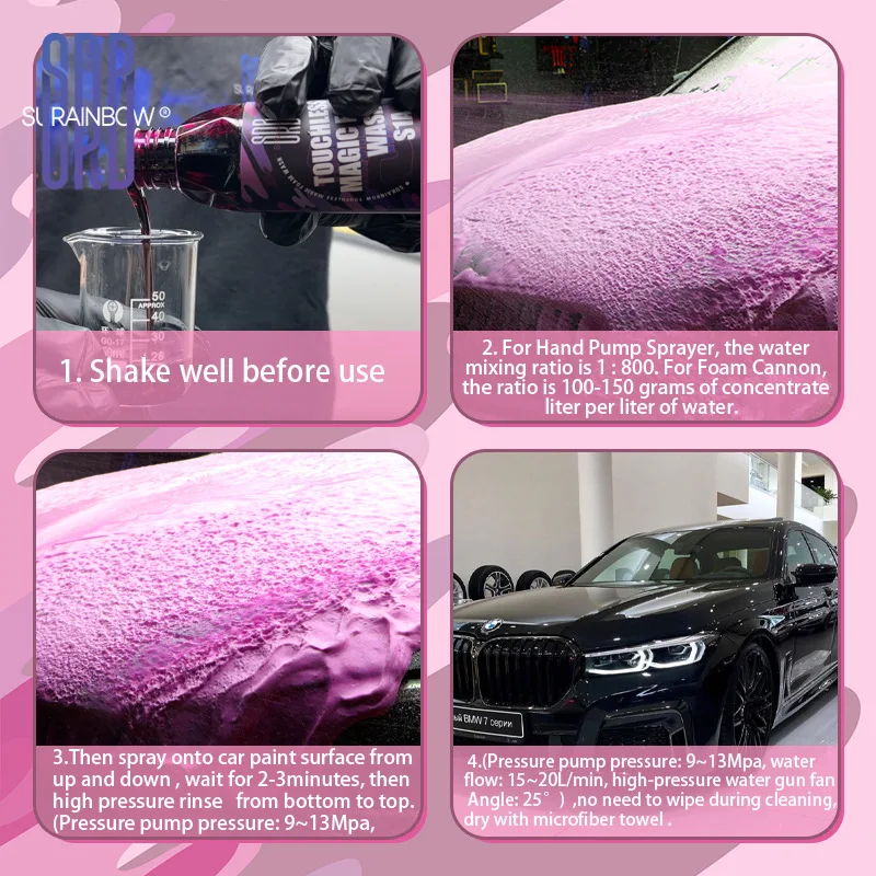 Pink Snow Foam Car Wash Soap, (Works with Foam Cannons, Foam Guns or Bucket Washes) Safe for Cars, Trucks, Motorcycles, RV