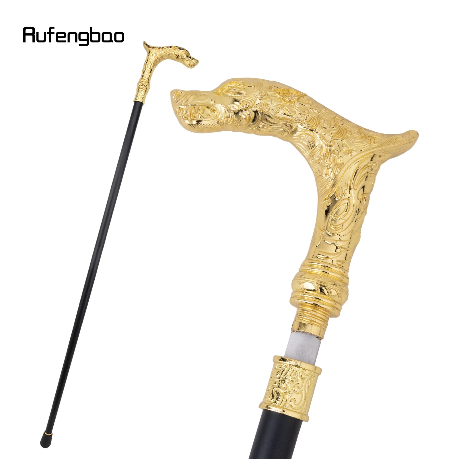 

Golden Kylin Leopard Single Joint Walking Stick with Hidden Plate Self Defense Fashion Cane Plate Cosplay Crosier Stick 93cm