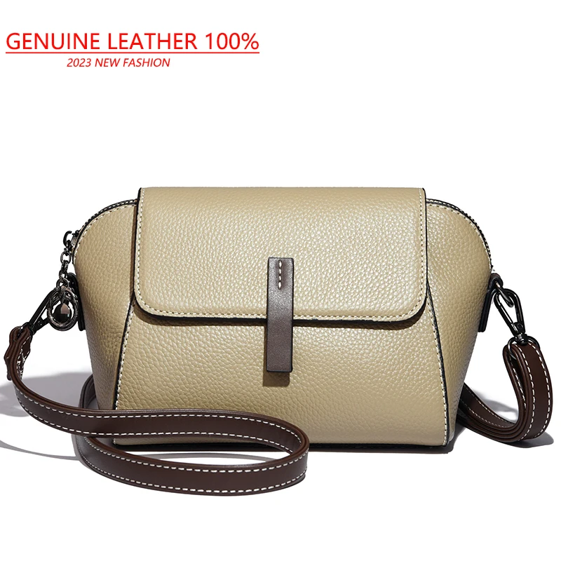 Luxury Solid Colour Genuine Leather Women Shoulder Crossbody Bag Fashion Designer Handbag Ladies High-Capacity Messenger Bags