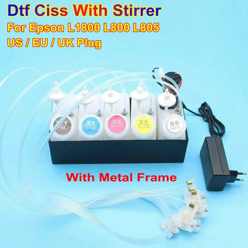 L1800 L800 L805 DTF Bulk Ink Tank CISS Ink Supply System Modify Tool For Epson DTF Printer White Stirrer Mixer With Metal Frame