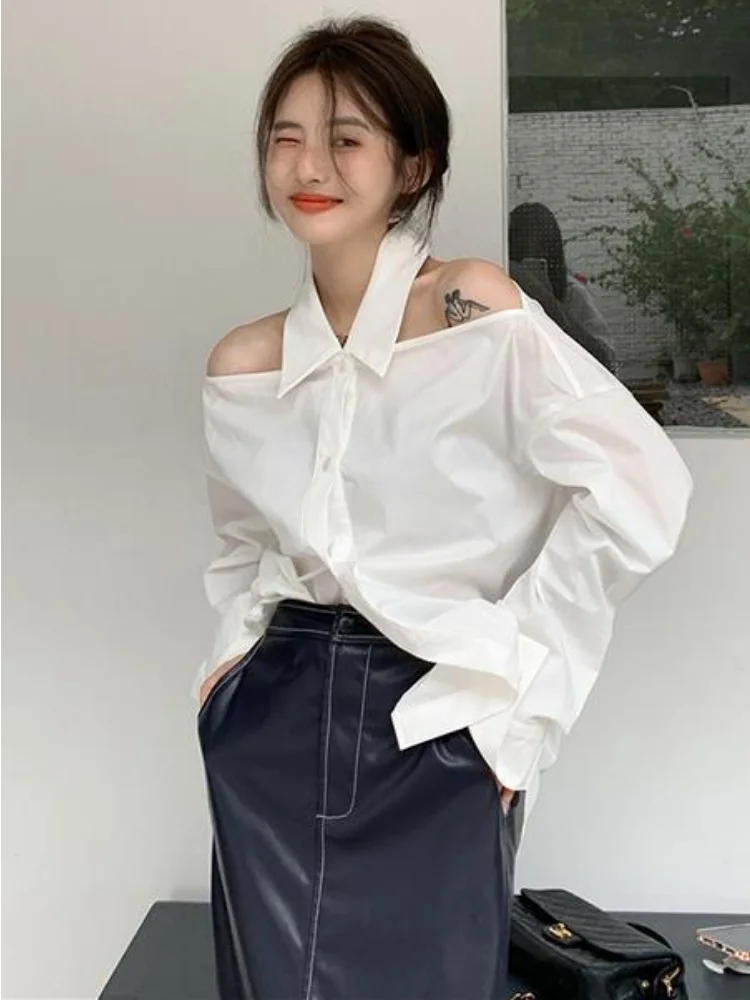 Shirts Women Hollow Out Daily Sexy Designer Ladies Special Solid Fashion Leisure Spring Loose Korean Style All-match Simple Cozy