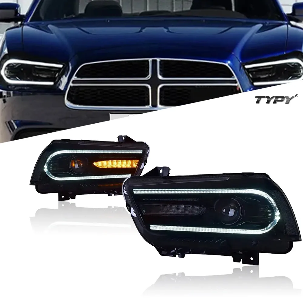 

TYPY LED Head Lamp Assembly For Dodge Charger LED Headlight 2011-2014 Upgrade to NEW Dodge Dynamic Turn Signal Brake Headlight