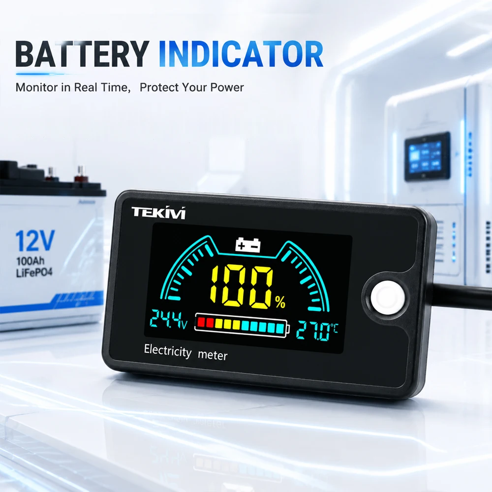 DC 8-100V 6840D LCD Voltmeter Universal Battery Capacity IndicatoTernary Lithium Iron Lead Acid Battery Real Time Voltage Power