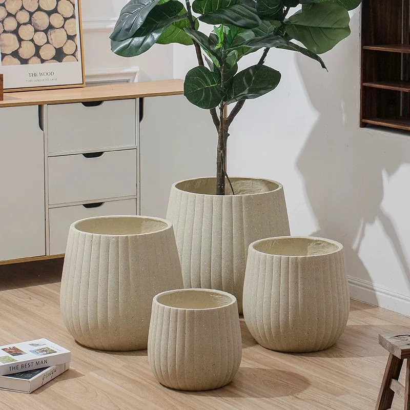 

2026 Garden Planter DesignWholesale Modern Large Floor Fiber Clay Pot Home Garden Indoor Outdoor Decor Flower Pots Planters