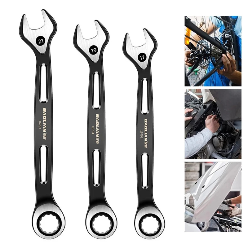 6-22mm Open Wrenches Plums Blossoms Ratchets Wrenches Double-Headed Quick-shaking DualUse Head Spanners M4YD