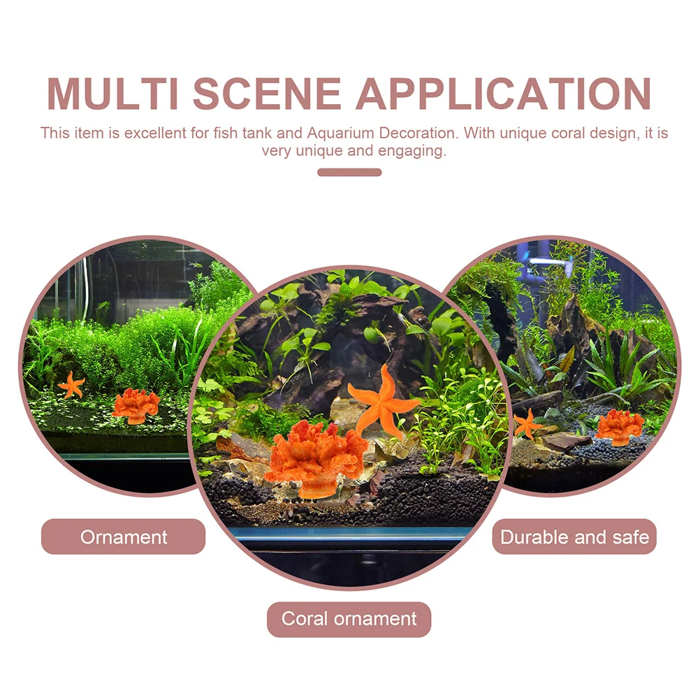 

4Pcs Aquarium Artificial Coral Sea Star Resin Coral Reef Decorative Fish Tank Supply Home Desktop Ornament Aquarium Accessory