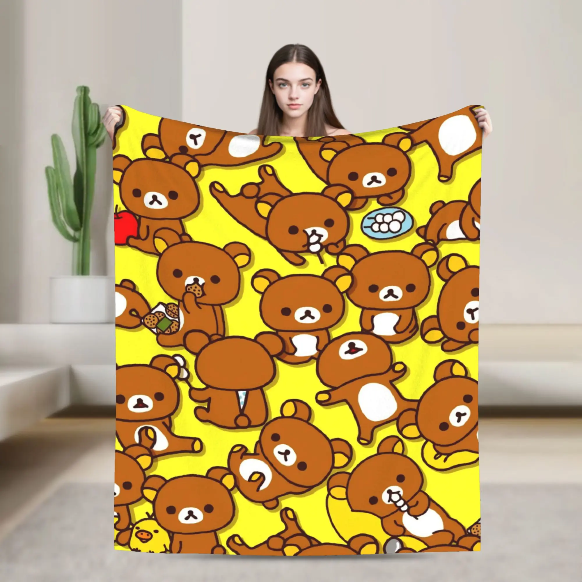 R-Rilakkumas Cartoo Print Blanket For Men Women Cozy Soft  Throw Blankets for Couch 50x60 Inches Multiple Sizes