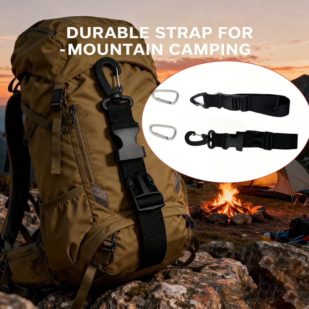 4-Piece Rotatable Luggage Accessory Set, Hiking Outdoor Sports Bag External Storage Strap Hook Set