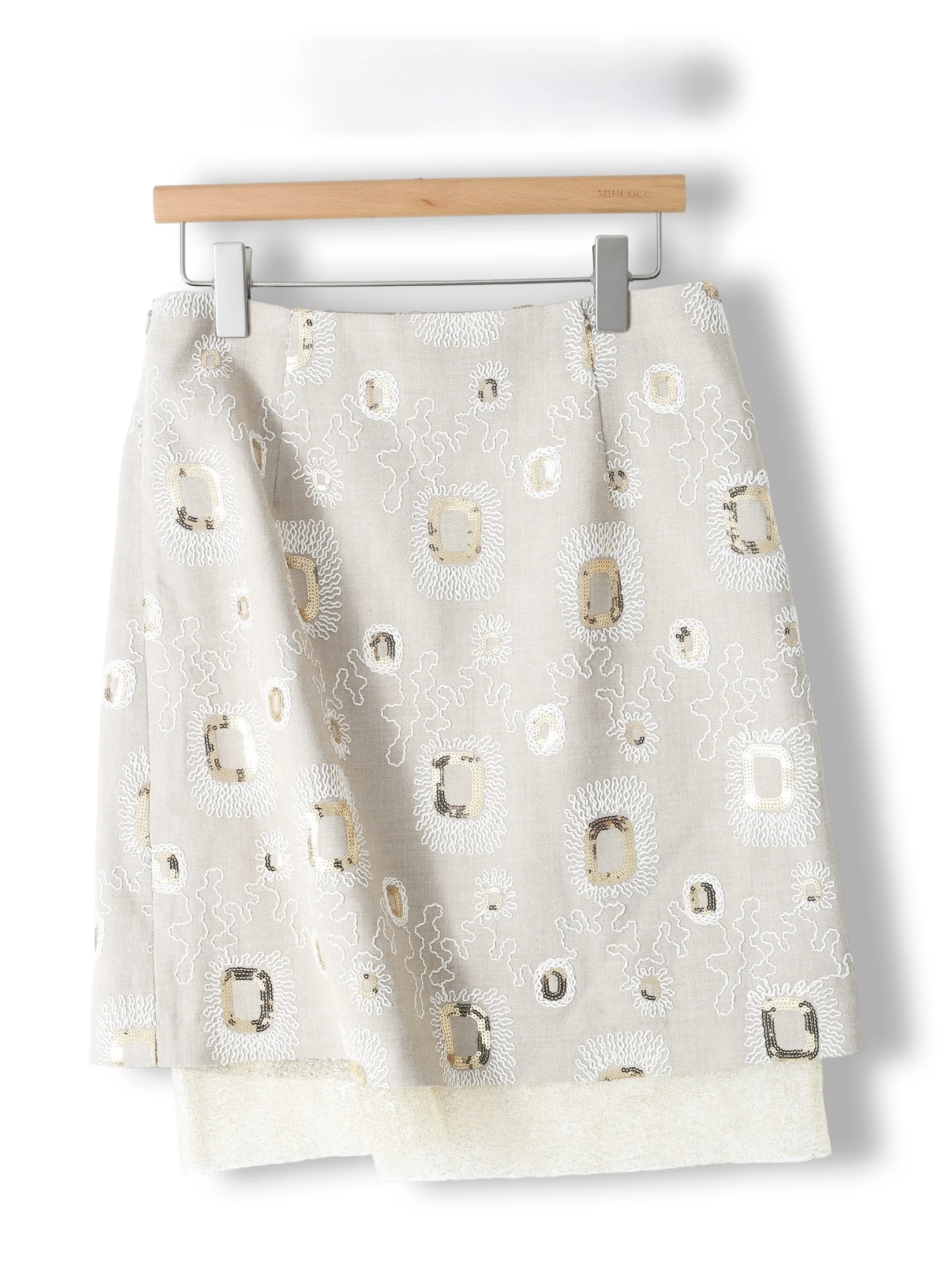 

Elegant A-Line Skirt Women's Glitter Heavy Embellishment High Waist Slim Fit Short Skirts Fashionable Trendy
