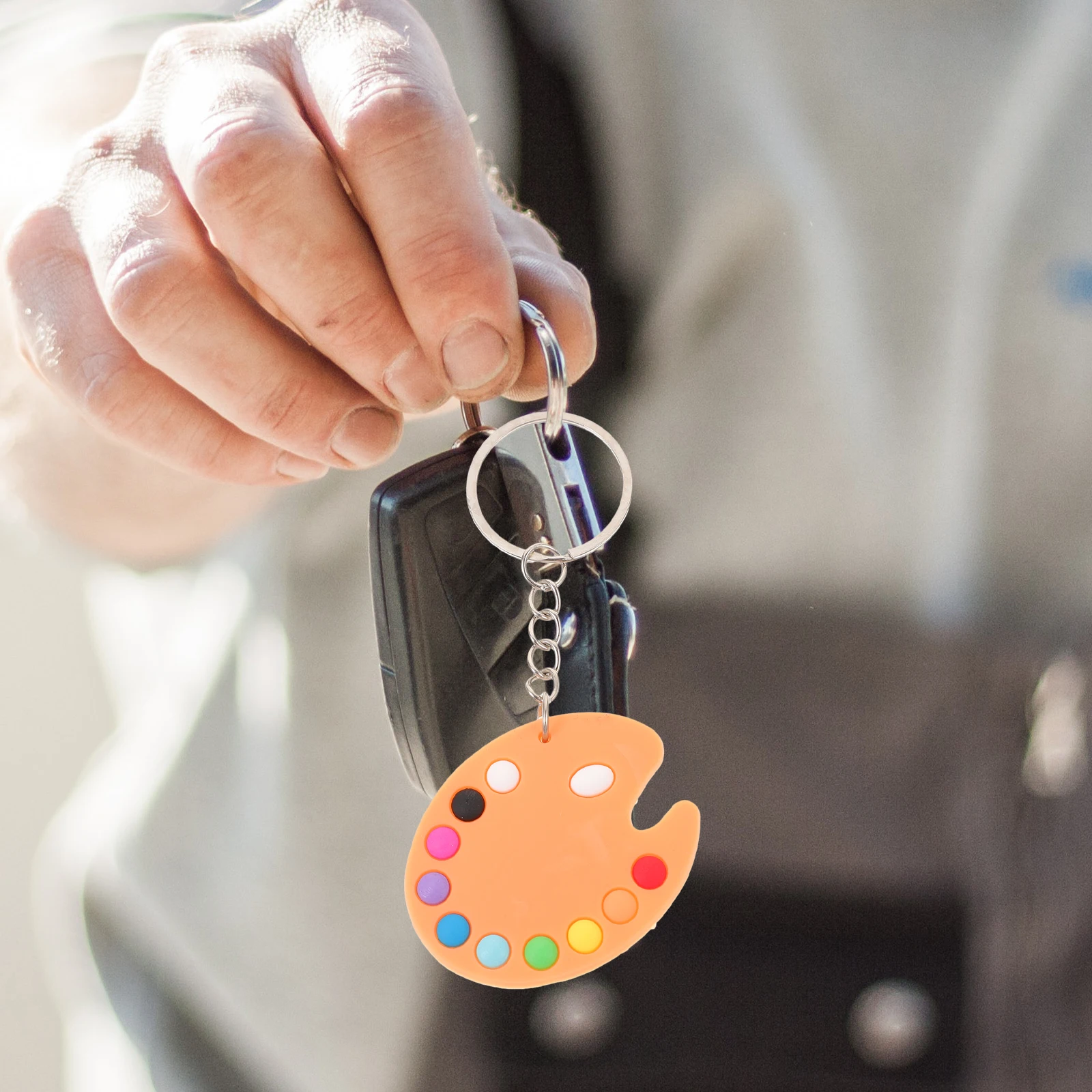 

10Pcs Artist Keychain Pendant Cute Silicone Key Ring Ornament for Bag Decor Hanging Accessories Palettes Painting Brush Design