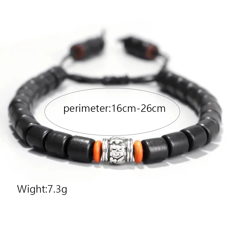 Tibetan Buddhist Six-Word Proverbs Lettering Bracelet Hand-woven Tiger Skin Sandalwood Bracelet For Men Rope Bracelet