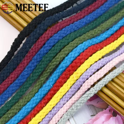10/50M 5/7mm Cotton Cord Sewing Twisted Rope Bag Strap Weave Cords Woven String Home Textile Decoration Ropes Craft Accessories