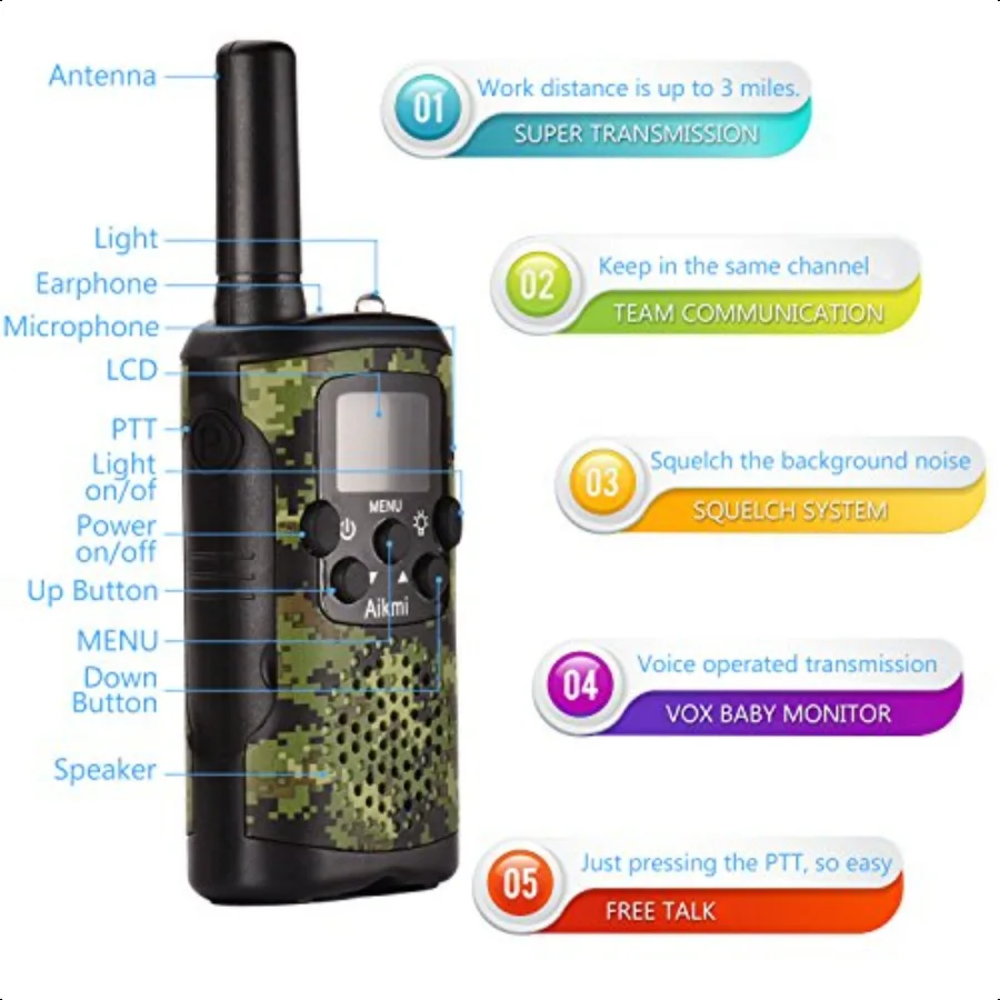 Walkie Talkies for 22 Channel 2 Way Radio iles Long Range Handheld Walkie Talkies Durable Toy Best Birthday Gifts for 6 Year Ol