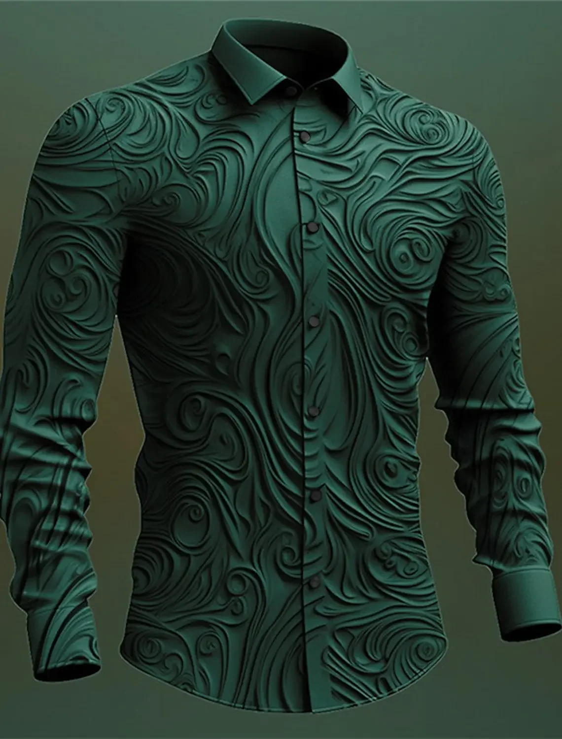 Totem Retro Gothic Men\'s Long Sleeve Shirt Outdoor Halloween Street Autumn and Winter Cuffed Long Sleeve Black Purple Green
