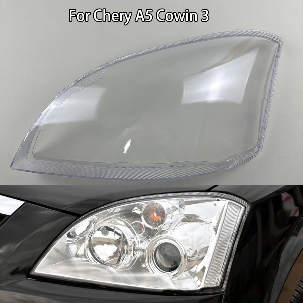 For Chery A5 Cowin 3 Headlights Cover Transparent Headlamp Shell Lens Replace Original Lampshade Plexiglass