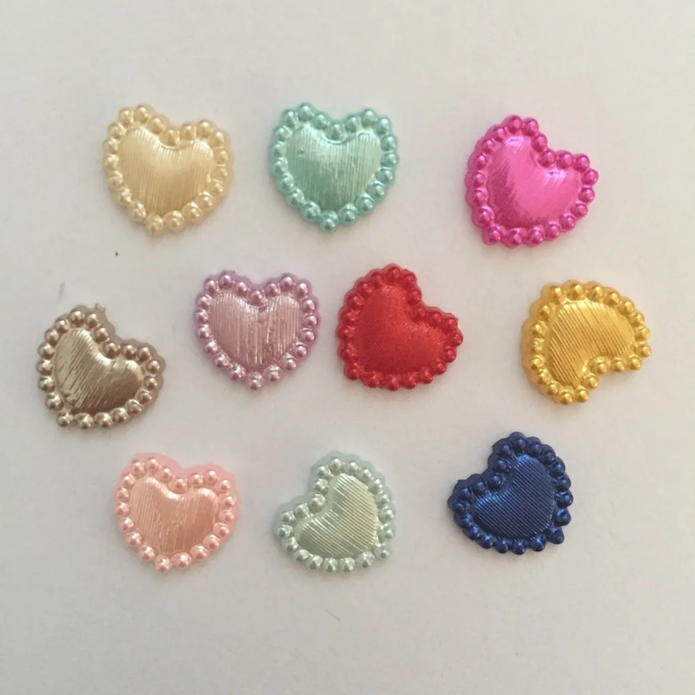 100 pezzi di plastica da 10 mm a forma di cuore con perle di pietre preziose, decorazione artigianale, accessori per gioielli fai da te B06