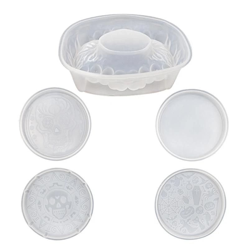 

91AC 5Pcs/set Halloween Resin Molds Fangs Stand Storage Molds Silicone Molds for Epoxy Resin Casting Coasters