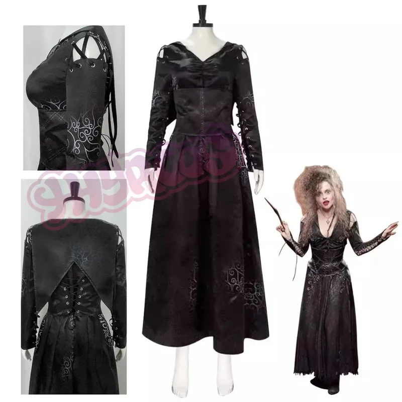 

Bellatrix Cosplay Lestrange Cosplay Fantasy Costume Magic Cosplay Movie Belt Underwear Outfit Adult Women Halloween Disguise