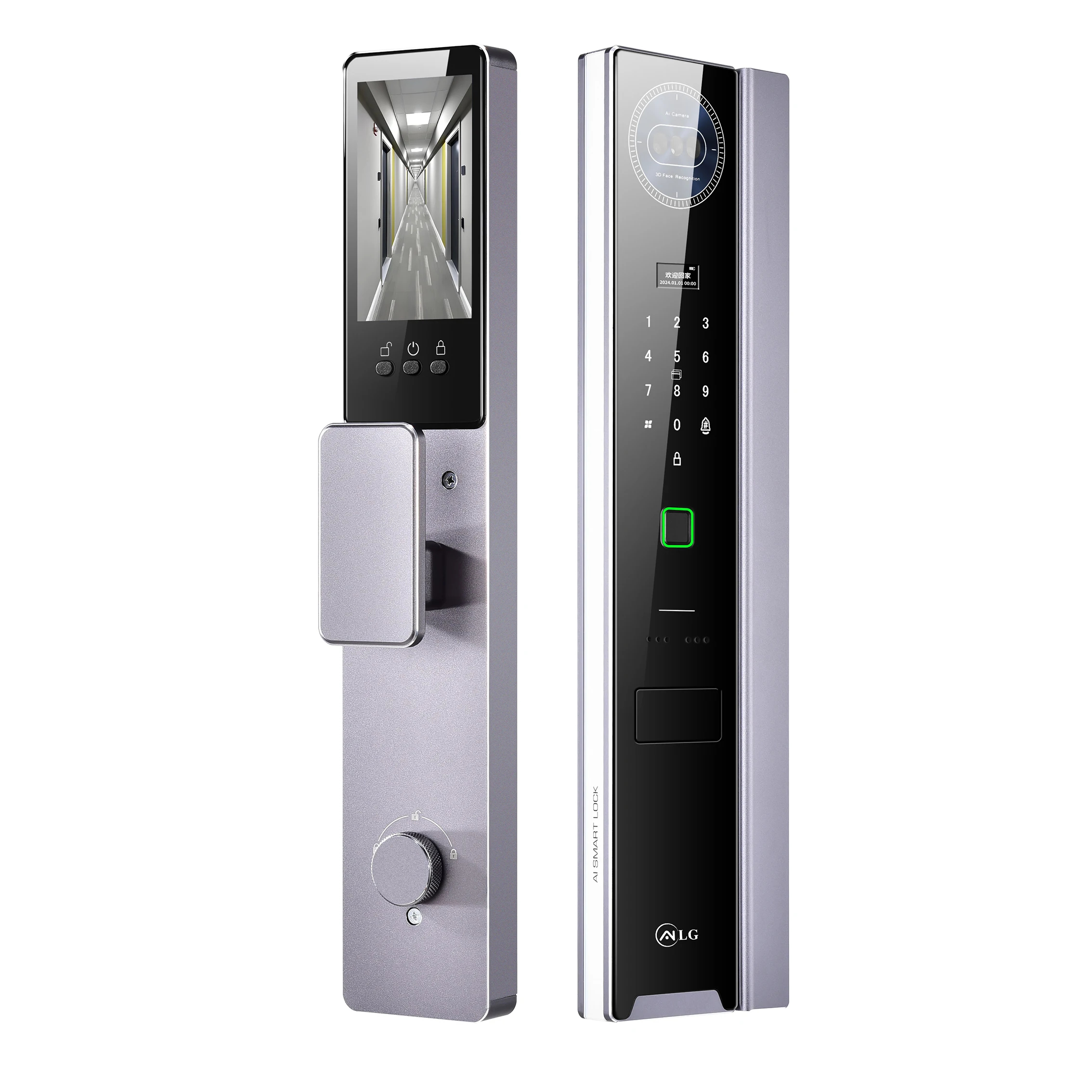 

Home Fingerprint Smart Lock with Memory Card 160 Degree Ultra Wide Angle Camera NFC Wristband Unlock