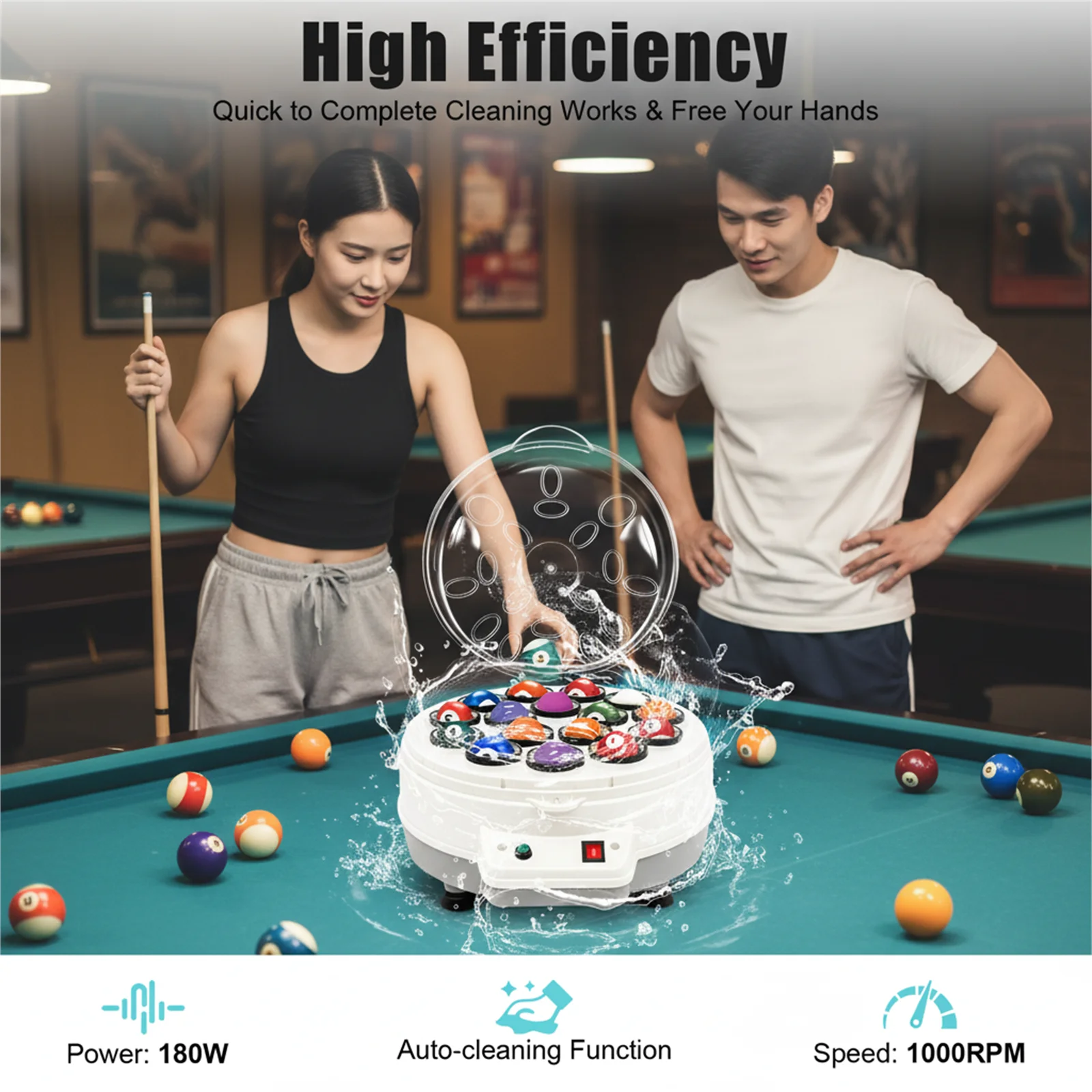 غسالة أوتوماتيكية لحمام البلياردو الأمريكي، منظف كرة البلياردو الكهربائي، كرات البلياردو، ملمع كرات البلياردو لكرات البلياردو