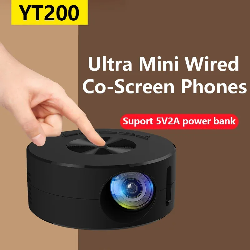 

Yt200 smart projector led mobile video home theater media player kids gift cinema wired same screen projector for iPhone Android