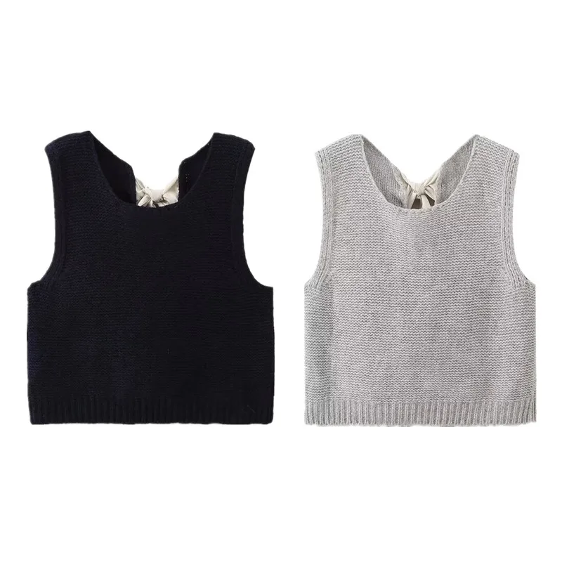 Dames Ronde Ne Knoop Ontwerp Svel Veelzijdige Trui Vest Top 2024 Herfst Nieuwe Sle Faionable All-Match