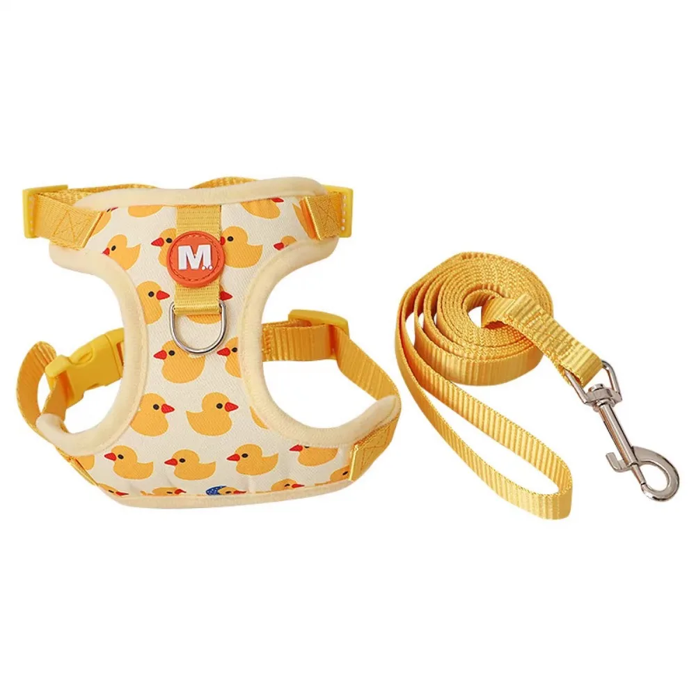 

Nylon Cartoon Duck Dog Harness Vest Style Breathable Cartoon Dog Leash Adjustable Buckle Detachable Dog Traction Rope Outdoor