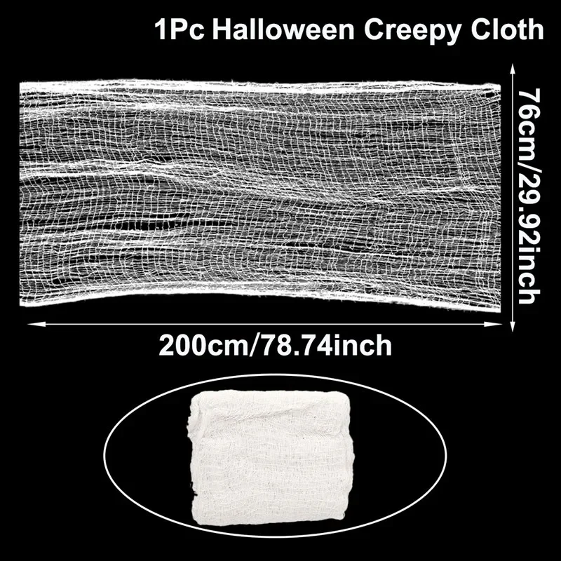 Halloween gruselige Stoff, weiße gruselige Gaze für im Freien hängende Spukhaus Party Wände Tür Eingang Innen, Party Dekor – Detail 1