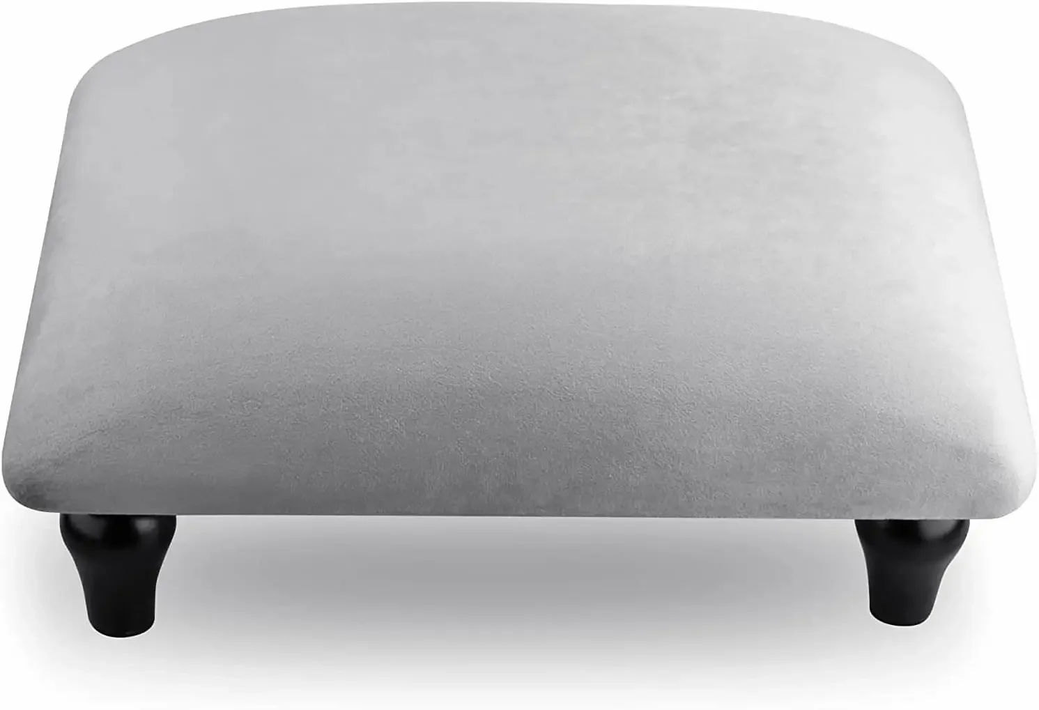 مقعد قدم صغير عثماني مع أرجل خشبية ثابتة، مسند قدم منجد، مقعد مبطن لراحة القدم