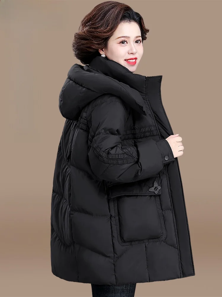 

Утепленное зимнее пальто для женщин среднего возраста: модное длинное пуховое пальто, теплая хлопковая верхняя одежда, женская одежда