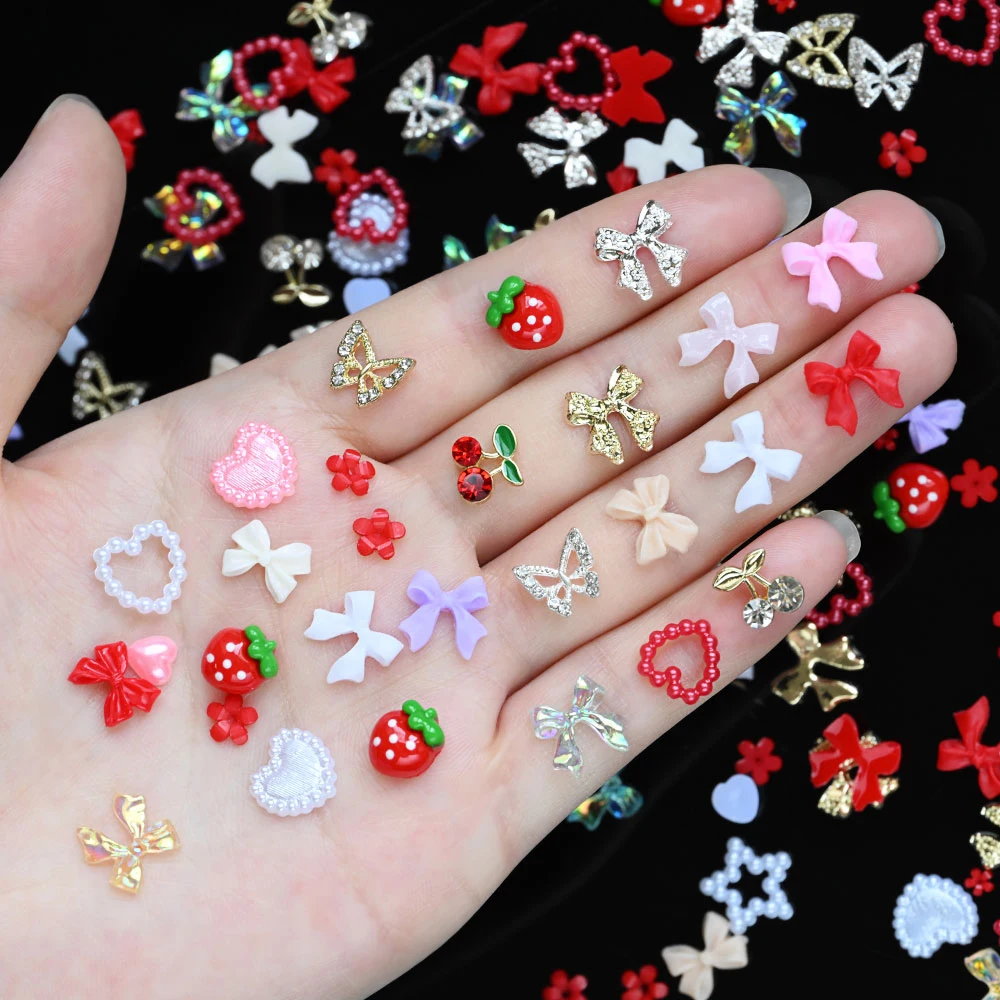 96 sztuk/pudło mieszane 3D żywica łuk ozdoby do paznokci Charms różowy/biały/fioletowy Aurora Bowknot Flatback klejnoty do paznokci Kawaii łuk DIY Manicure Decorat