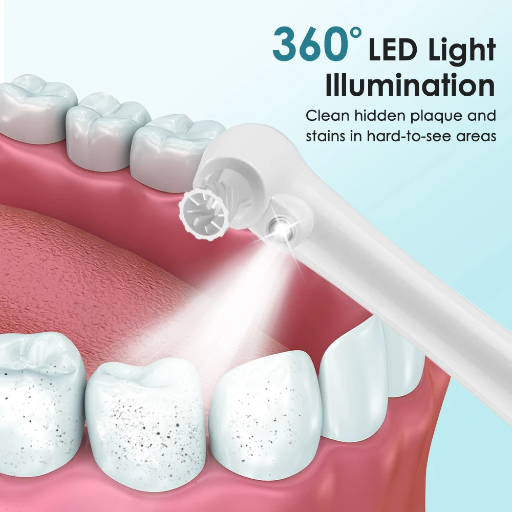 Kit per la Pulizia dei Denti con 5 Modalità, Rimuovi Placca Elettrico, Lucidatore per Tartaro, Strumento Dentale con Luce LED per lo Sbiancamento dei Denti