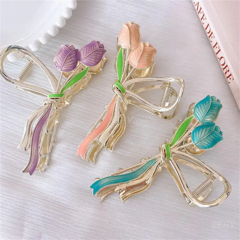 Shark Clip Tulip Geometric For Women tornante accessori per capelli fermagli per capelli elegante dolce copricapo fiore squisito