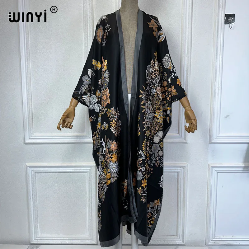 WINYI Middle East print kimonos 2 piece sets women outfit Long Cardigan And Wide Leg Pant Sets Pants Suits holiday beach cover u