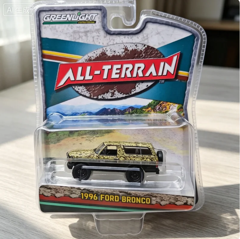 Green Light 1:64 All Terrain Series 14-1996 Ford Lifted - Custom Matte Black And Camouflagecar Model Collection Gift Toy