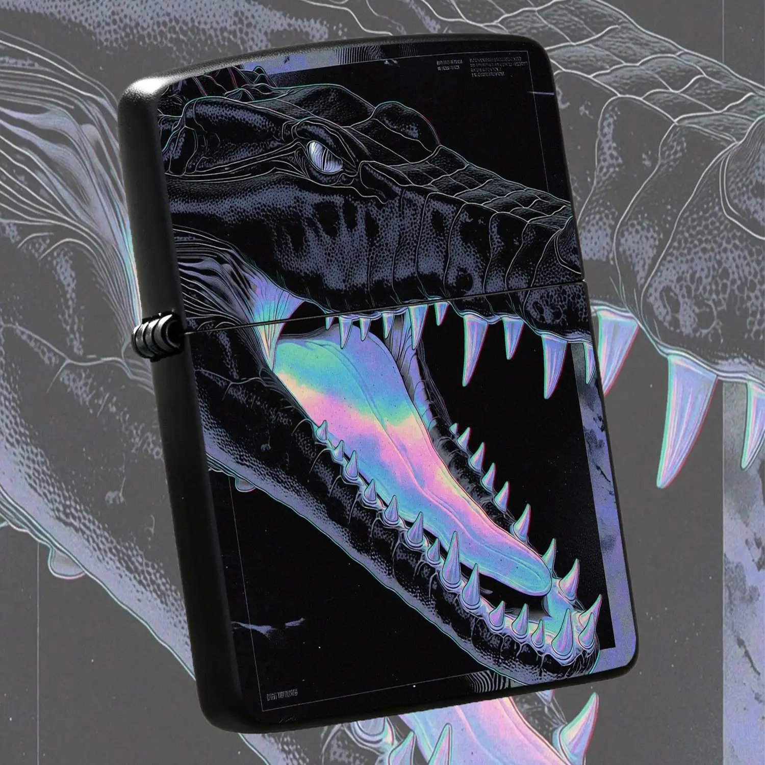 Holographic Cyber Crocodile Pattern Lighter, Trendy Iridescent Psychedelic Visual Design Portable Ignition Tool, Durable Practical Accessory For Camping Hiking Daily Use, Ideal Stylish Gift For Trendy Peo A Humorous And Interesting Lighter