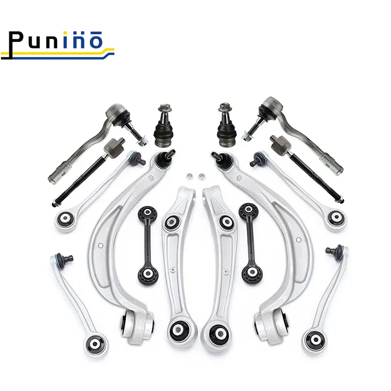 Punino 16pcs Front Upper Lower Control Arm Tie Rod End Link Set for Audi A6 C7 A7 2010 2011 2012 2013 2014 2015 2016 - 2020